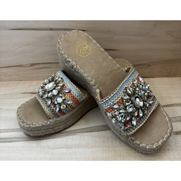 White Mountain Womens Stitch Wedges Espadrilles Slip On Shoes - Picture 1 of 4